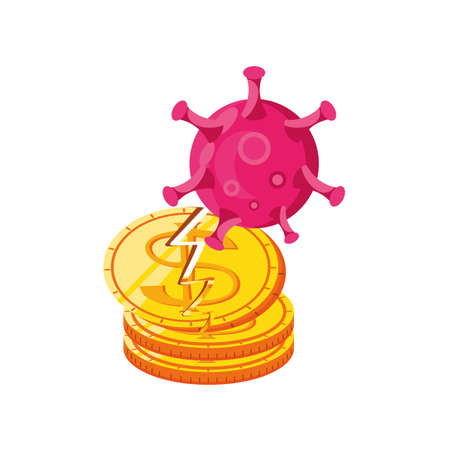 broken coin by virus on white background vector illustration designのイラスト素材