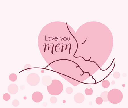 silhouette of mother with baby, happy mother day vector illustration designのイラスト素材