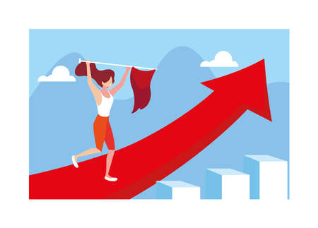 young woman with arrow, way to success vector illustration designのイラスト素材