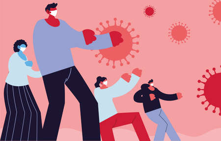 people with medical mask, fight against coronavirus vector illustration designのイラスト素材