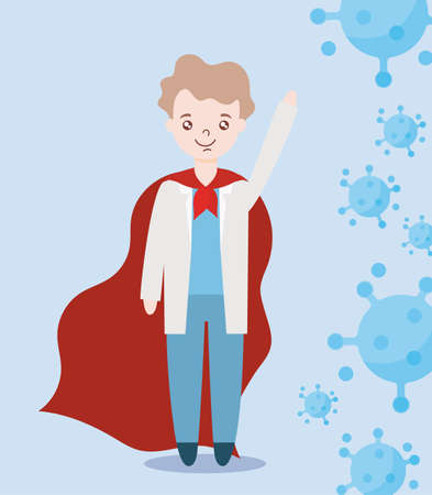 doctor superhero ready to fight coronavirus vector illustration designのイラスト素材
