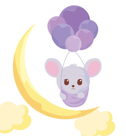 Cute mouse cartoon with balloons design, Animal zoo life nature character childhood and adorable theme Vector illustrationのイラスト素材