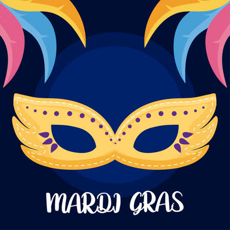 Mardi gras mask with feathers design, Party carnival decoration celebration festival holiday fun new orleans and traditional theme Vector illustrationのイラスト素材
