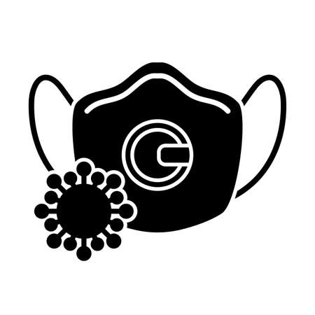 corona anti virus mask , silhouette style icon vector illustration designのイラスト素材