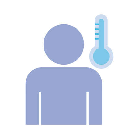 profile human with fever and thermometer , flat style icon vector illustration designのイラスト素材