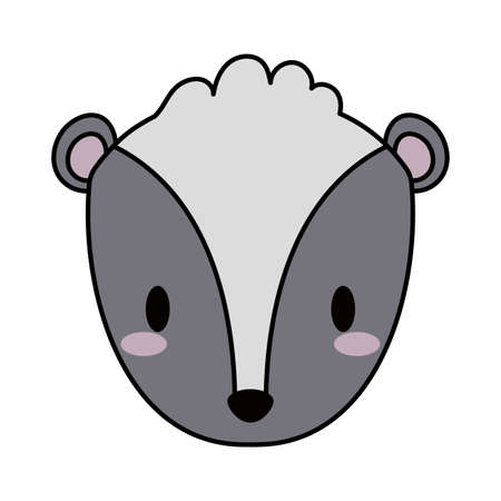 head skunk kawaii, line and fill style icon vector illustration designのイラスト素材