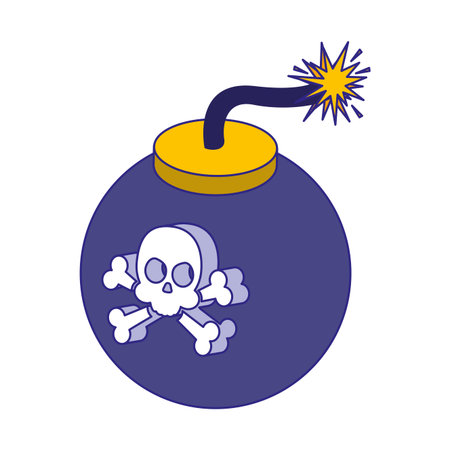 Skull and bomb design of Security system warning protection danger web alert and safe theme Vector...