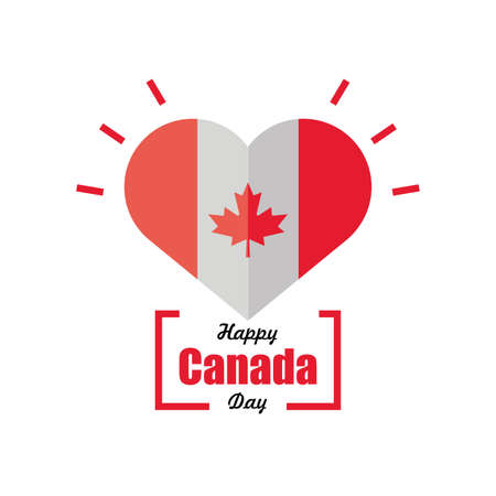 happy canada day, Canadian flag with heart decoration vector illustration designのイラスト素材