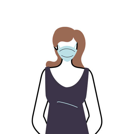 young woman wearing face mask to prevent virus vector illustration designのイラスト素材
