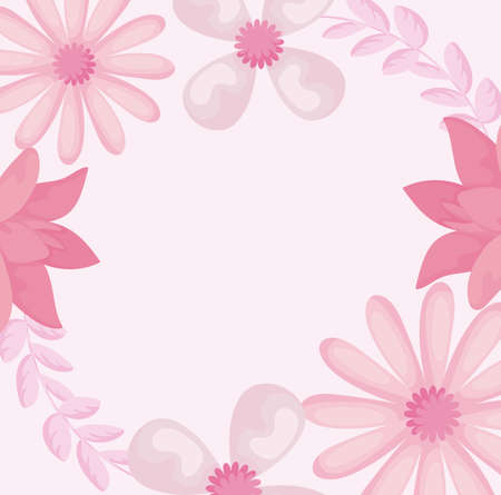pink floral background with beautiful flowers, vector illustrationのイラスト素材