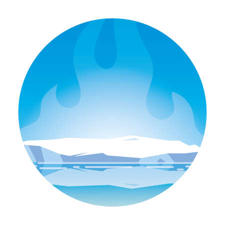 arctic landscape with blue sky and iceberg, north pole vector illustration designのイラスト素材