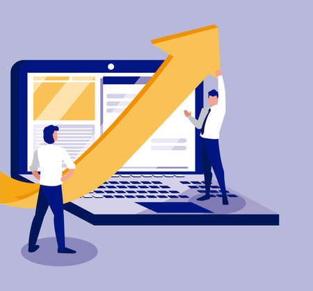 Businessmen and laptop design, Man business management corporate job occupation and worker theme Vector illustrationのイラスト素材