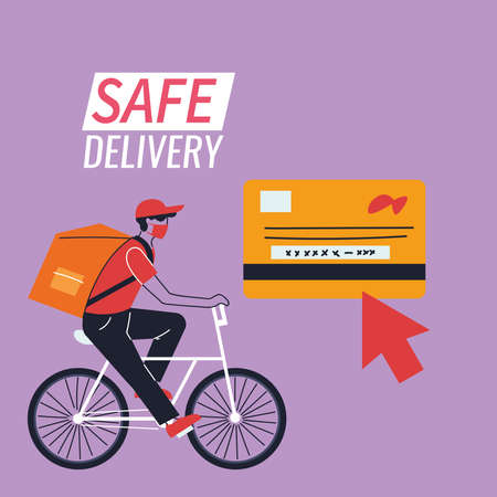 purchase by card and delivery by courier vector illustration desingのイラスト素材