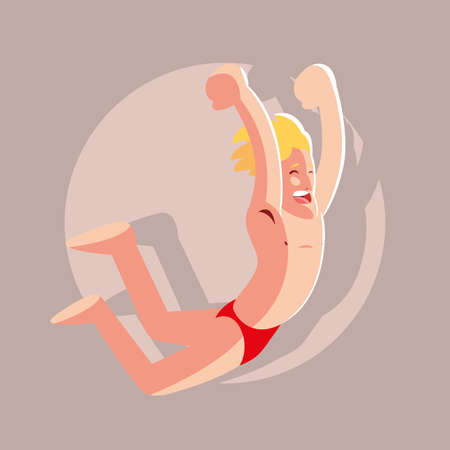 man jumping to the swimming pool vector illustration designのイラスト素材