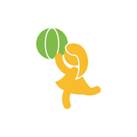 Avatar girl and ball design, Kid childhood little people lifestyle casual person cheerful and cute theme Vector illustrationのイラスト素材