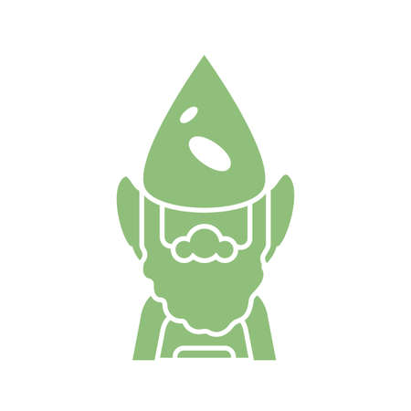 cartoon gardening gnome icon over white background, silhouette style, vector illustrationのイラスト素材