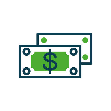 money bills icon over white background, half color style, vector illustrationのイラスト素材