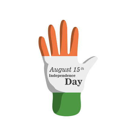 hand detailed style icon design, happy india independence day and august 15th theme Vector illustrationのイラスト素材
