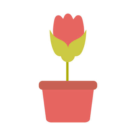 cute flower with potted on white background vector illustration designのイラスト素材