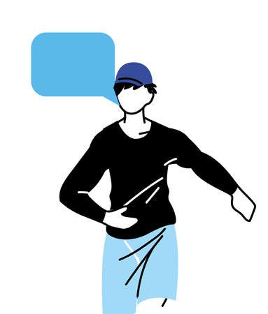 man avatar running with communication bubble design, Marathon athlete training and fitness theme Vector illustrationのイラスト素材