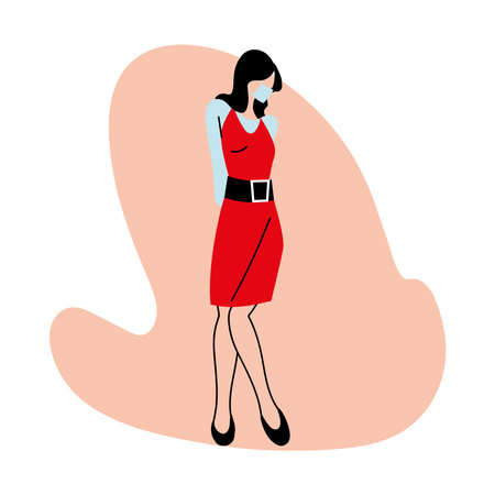 woman with mask design of medical care and covid 19 virus theme Vector illustrationのイラスト素材