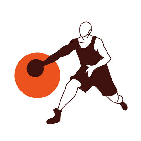 Player man with ball design, Basketball sport hobby competition and game theme Vector illustrationのイラスト素材
