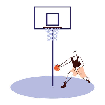 Player man with ball and backboard design, Basketball sport hobby competition and game theme Vector illustrationのイラスト素材
