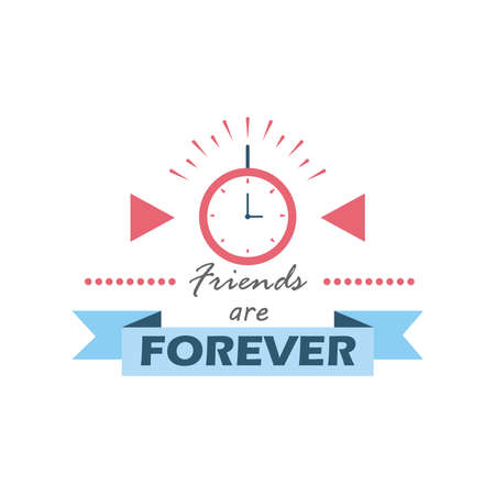 friends are forever with clock detailed style icon design of friendship love and support theme Vector illustrationのイラスト素材
