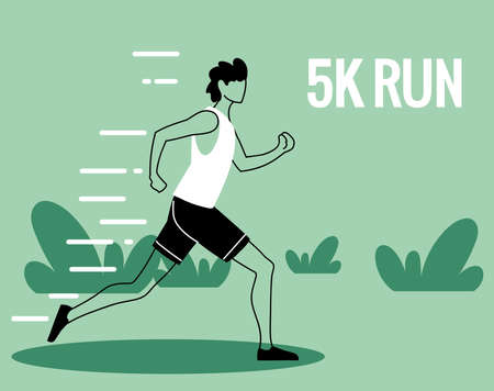 man avatar running and 5k run vector design design, Marathon athlete training and fitness theme Vector illustrationのイラスト素材