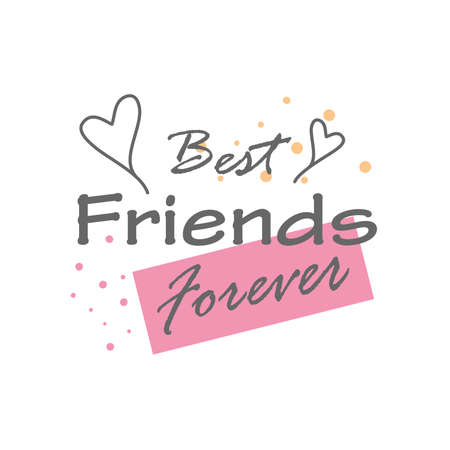 best friends forever with hearts detailed style icon design of friendship love and support theme Vector illustrationのイラスト素材