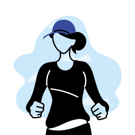woman avatar running design, Marathon athlete training and fitness theme Vector illustrationのイラスト素材
