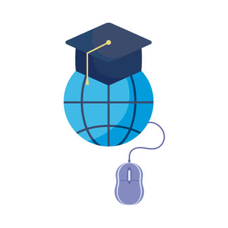 symbol global education with graduation cap vector illustration designのイラスト素材