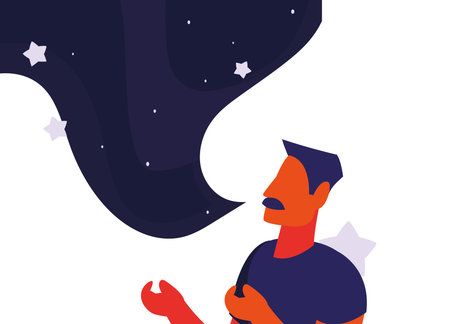 man with messages and Text balloons vector ilustration desing