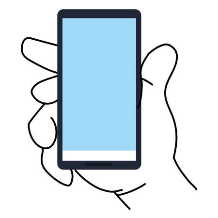 Hand with smartphone design, Cellphone mobile digital and phone theme Vector illustrationのイラスト素材