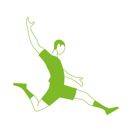 Player man with uniform in aerodynamic position design, Soccer football sport hobby competition and game theme Vector illustrationのイラスト素材