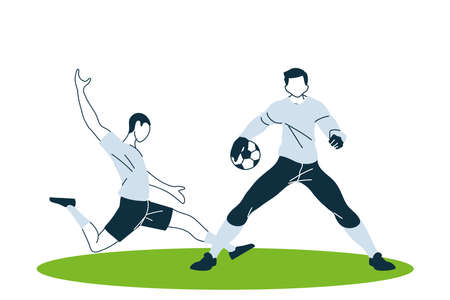 Players men with ball design, Soccer football sport hobby competition and game theme Vector illustrationのイラスト素材