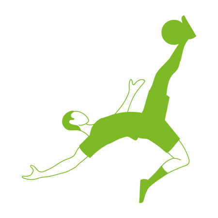 Player man with ball design, Soccer football sport hobby competition and game theme Vector illustrationのイラスト素材