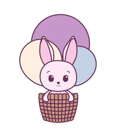 Cute rabbit cartoon inside basket design, Animal zoo life nature character childhood and adorable theme Vector illustrationのイラスト素材
