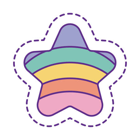 star line and fill style icon design, Cute patch expression emoticon and childhood theme Vector illustrationのイラスト素材