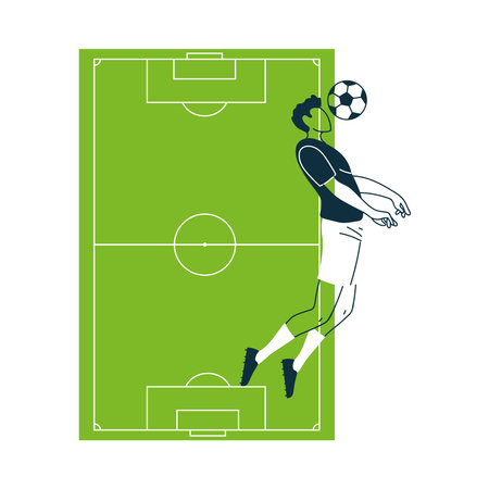Player man with ball and court design, Soccer football sport hobby competition and game theme Vector illustrationのイラスト素材