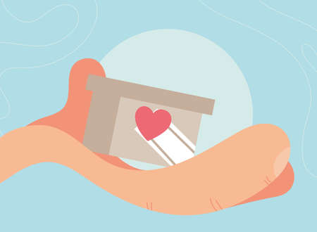 hand with box symbol of charity donation vector illustration designのイラスト素材