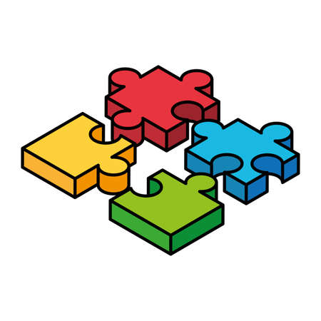 colorful puzzle pieces on white background vector illustration designのイラスト素材