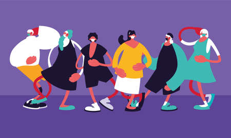 group of people with surgical mask vector illustration designのイラスト素材