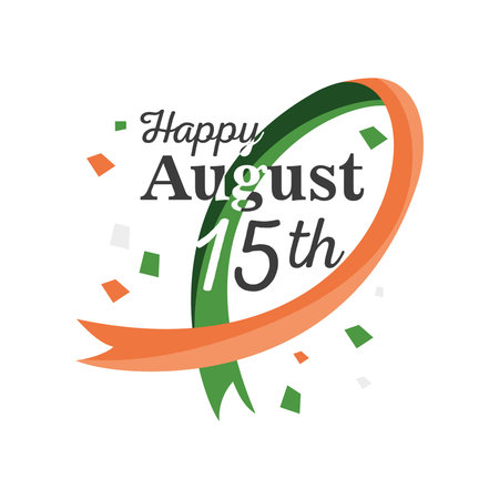 ribbon detailed style icon design, happy india independence day and august 15th theme Vector...