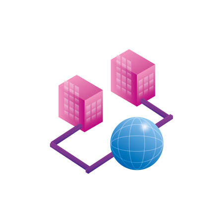 servers network data center with sphere browser vector illustration designのイラスト素材