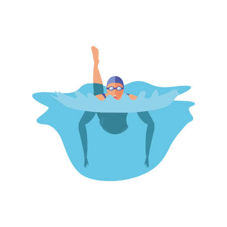 swimming man on white background vector illustration designのイラスト素材
