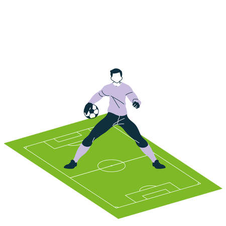 goalkeeper player man with ball on court design, Soccer football sport hobby competition and game theme Vector illustrationのイラスト素材