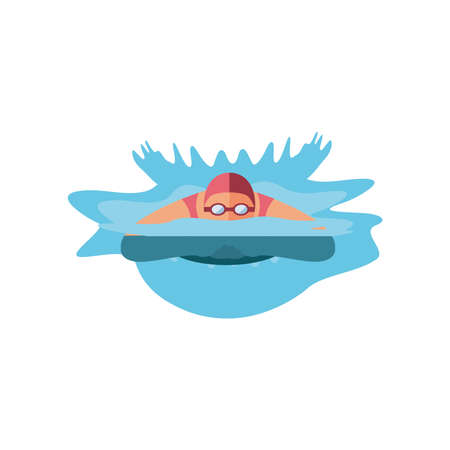 swimming woman on white background vector illustration designのイラスト素材