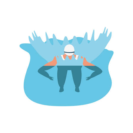 swimming woman on white background vector illustration designのイラスト素材