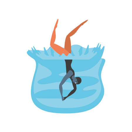 woman jumps into the water on white background vector illustration designのイラスト素材